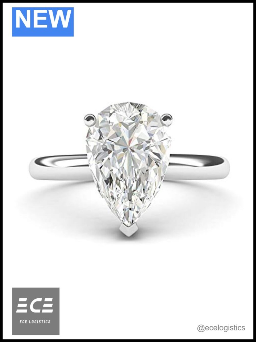 Sterling Silver Simulated Pear Diamond Engagement Ring Domed Band Promise Ring